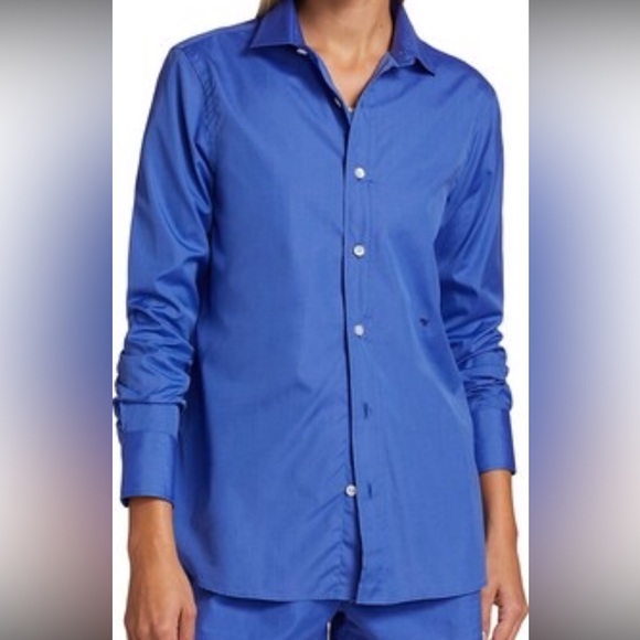 Homme Girls royal blue button up shirt S - Picture 1 of 5